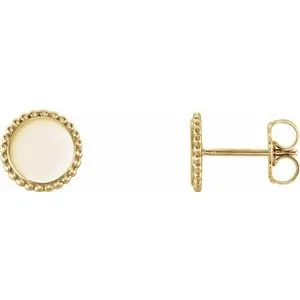 14K Yellow Engravable Beaded Earrings