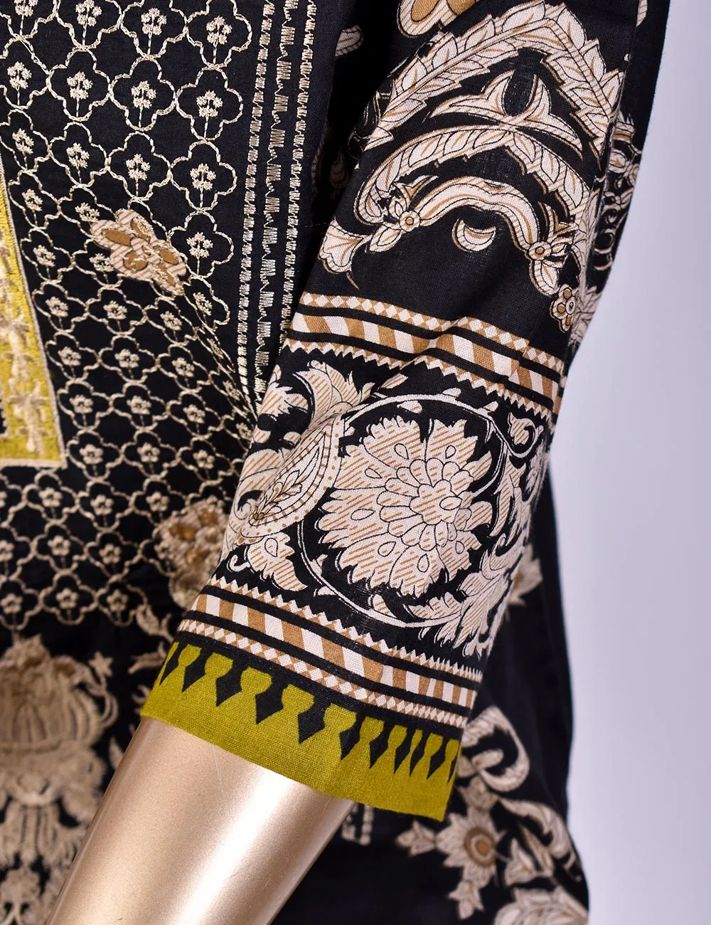 3 Pc Un-stitched Embroidered Lawn - Creative Chaos (ATL-1B-Black)