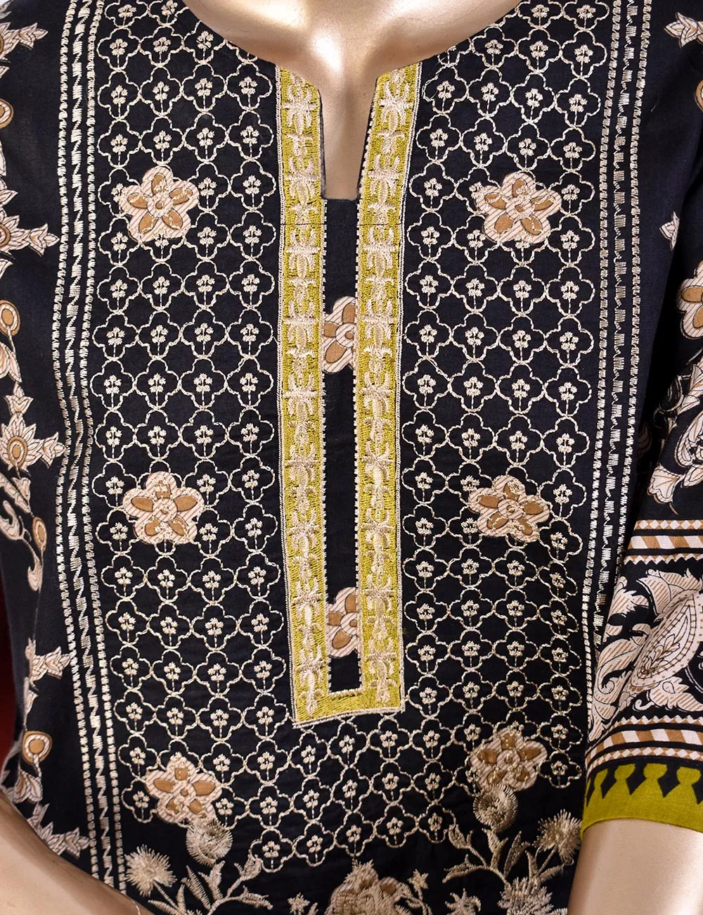 3 Pc Un-stitched Embroidered Lawn - Creative Chaos (ATL-1B-Black)
