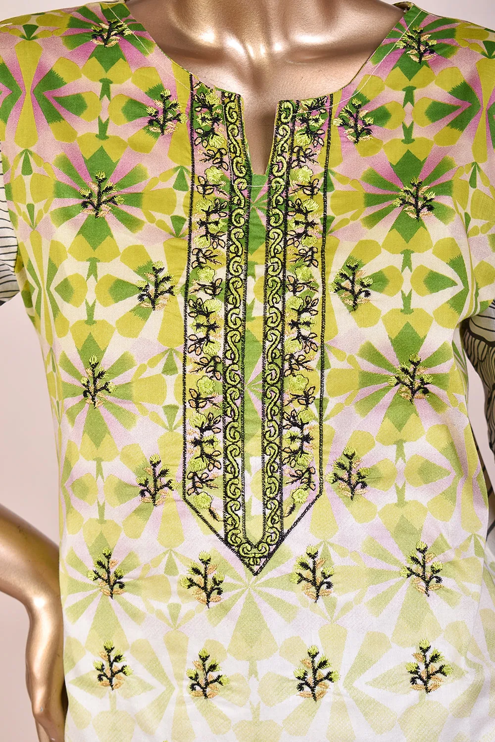 3 Pc Unstitched Embroidered Lawn Dress with Chiffon Printed Dupatta - Rustic Minds (JEL-07)
