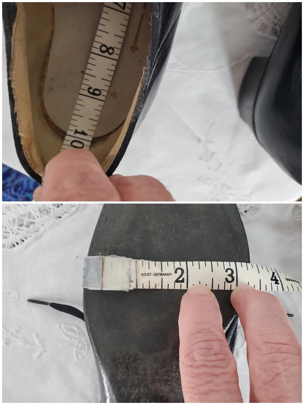 30s Black Leather Lace-Up Brogue Shoes - 7