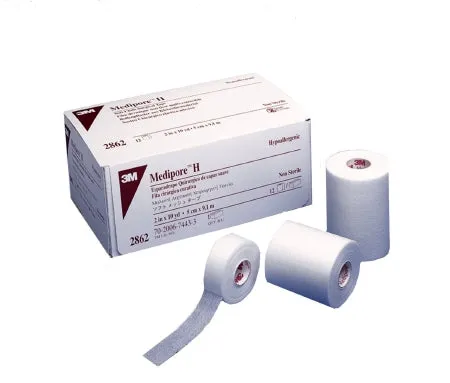 3M Medipore H 2" x 10 Yard Hypoallergenic Soft Cloth Surgical Tape, Special Pack of 3 Rolls, Item 2862