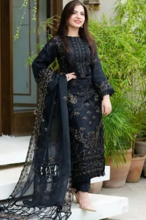 3PC LAWN EMBROIDERED Q198