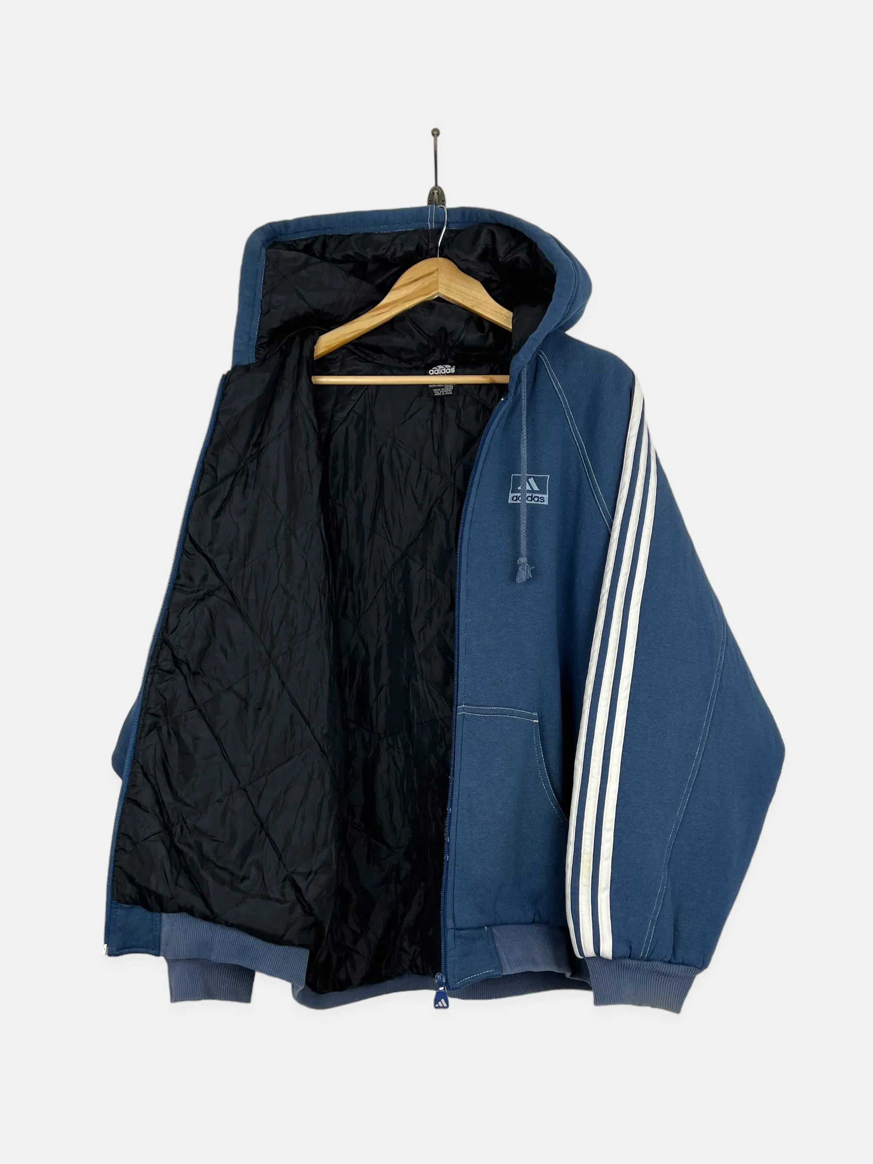 90's Adidas Embroidered Lined Jacket with Hood Size L