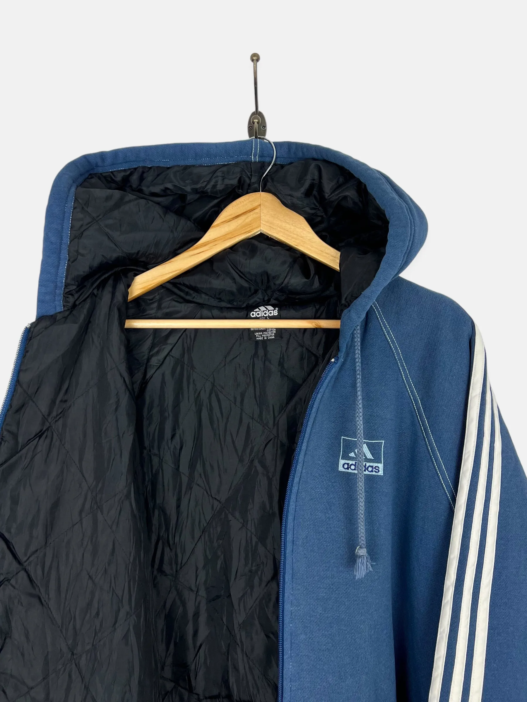 90's Adidas Embroidered Lined Jacket with Hood Size L