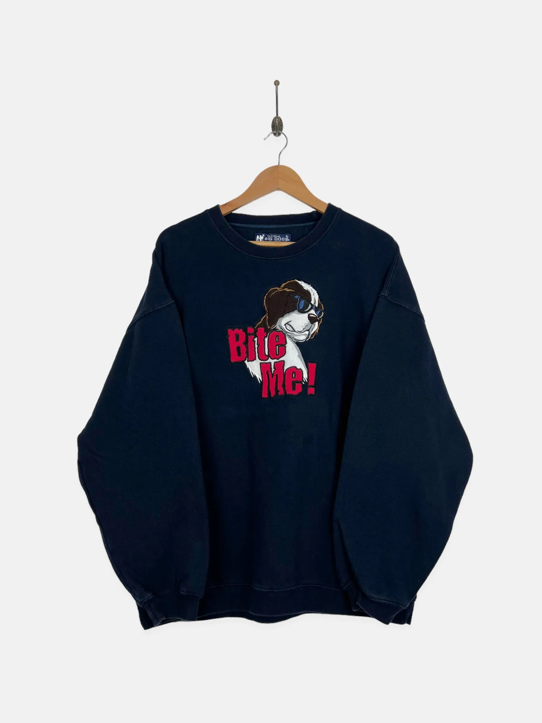 90's Big Dog Bite Me Embroidered Vintage Sweatshirt Size XL