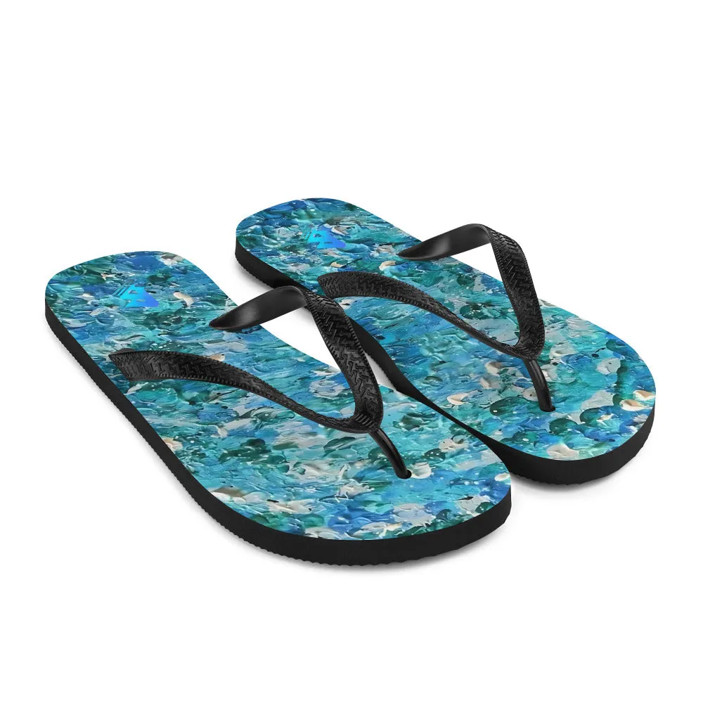 Abstract Blues Flip-Flops –  Free Delivery! Rock / Metal / Gothic / EDM / Clubwear - Alternative Apparel Only from Phase B Records.