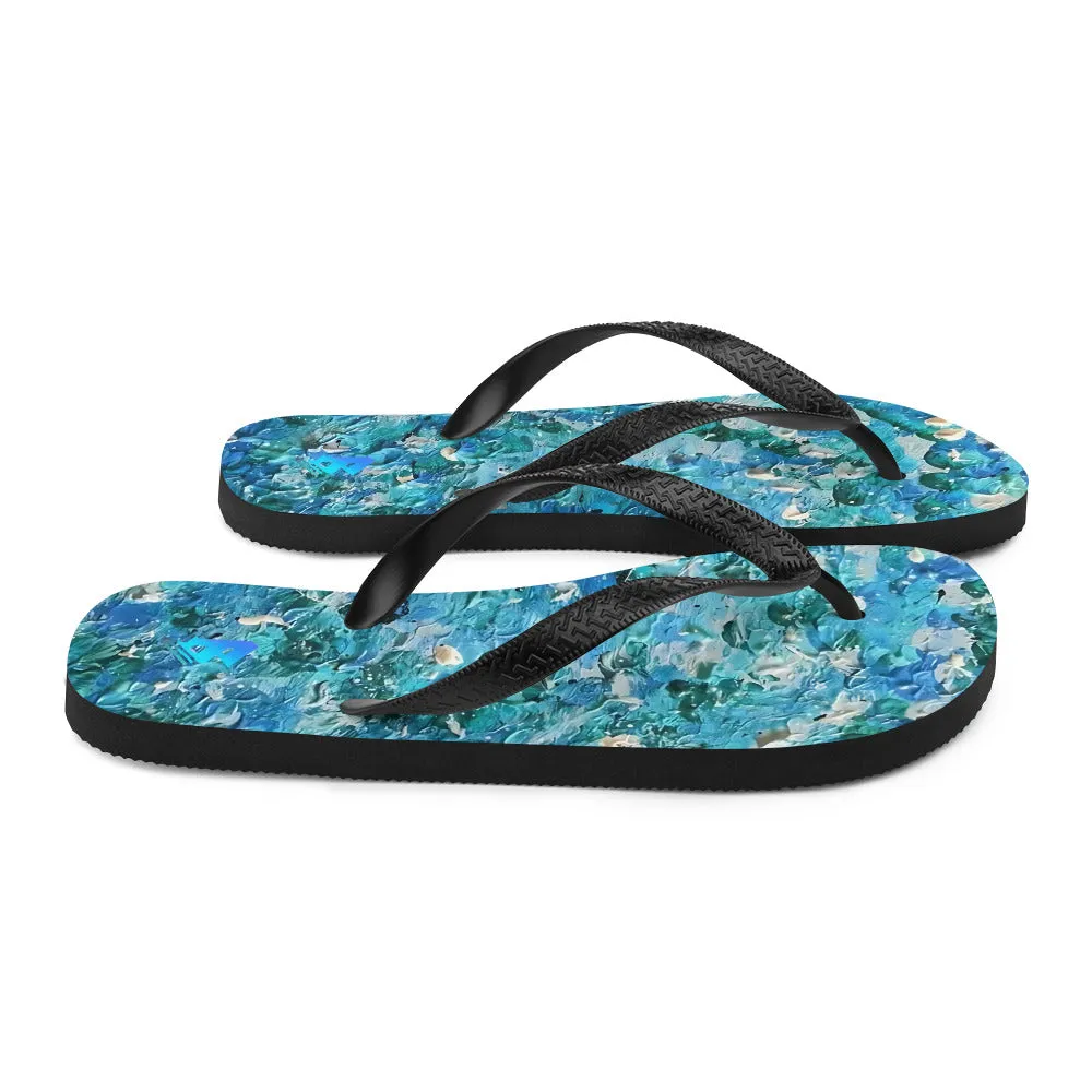 Abstract Blues Flip-Flops –  Free Delivery! Rock / Metal / Gothic / EDM / Clubwear - Alternative Apparel Only from Phase B Records.