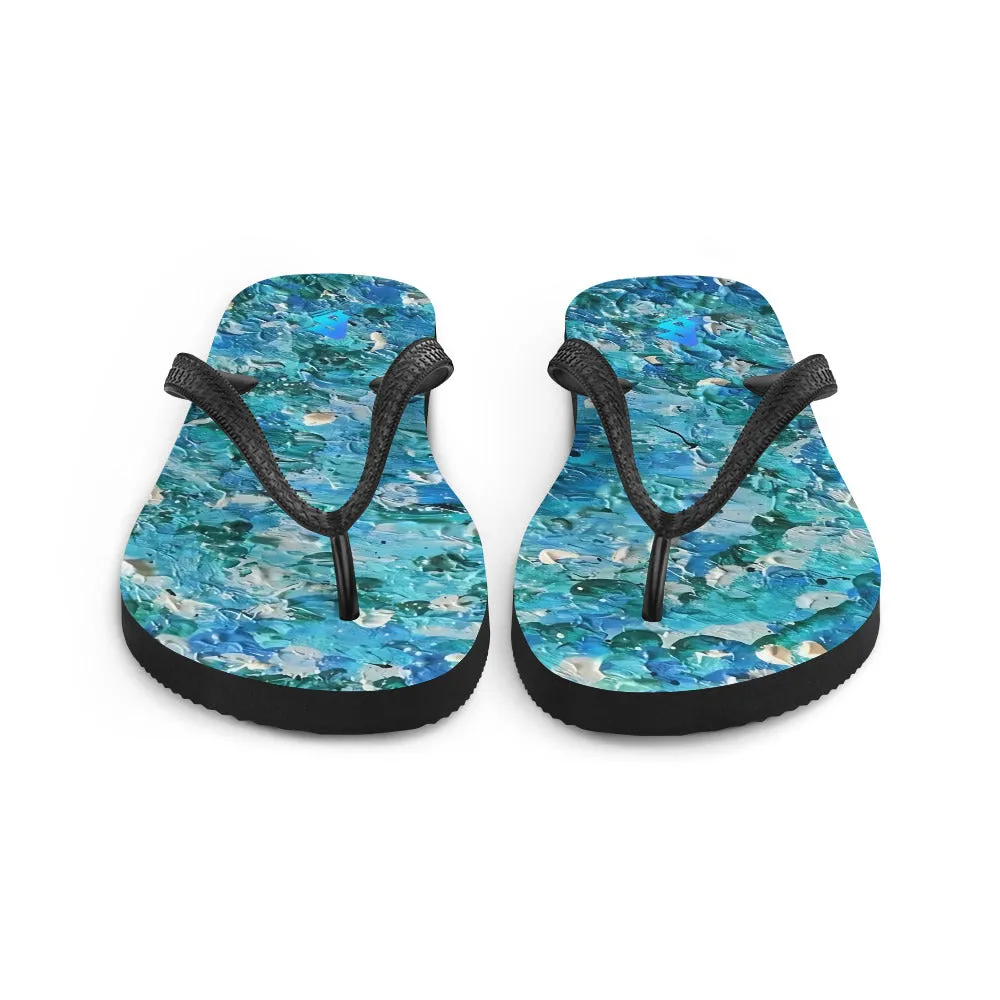 Abstract Blues Flip-Flops –  Free Delivery! Rock / Metal / Gothic / EDM / Clubwear - Alternative Apparel Only from Phase B Records.