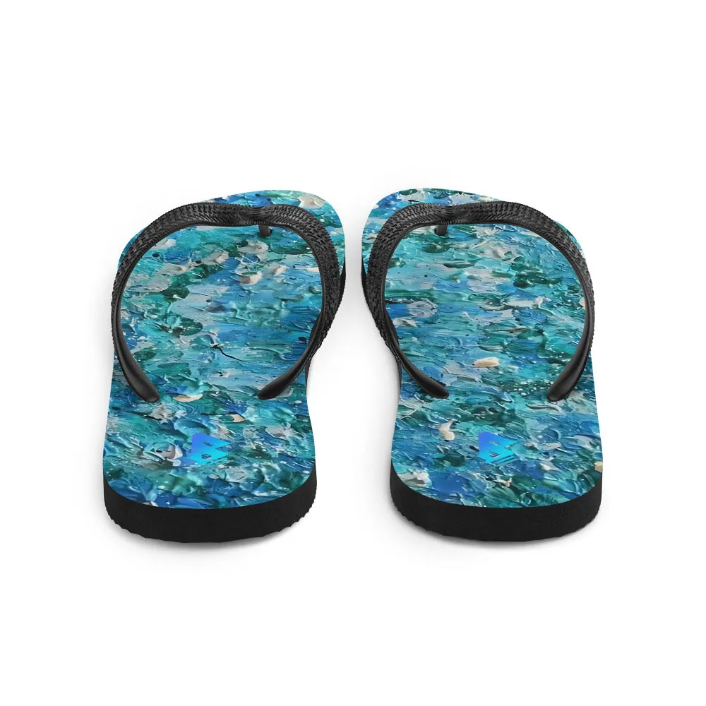 Abstract Blues Flip-Flops –  Free Delivery! Rock / Metal / Gothic / EDM / Clubwear - Alternative Apparel Only from Phase B Records.