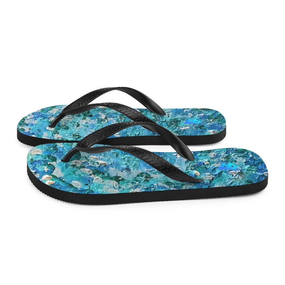 Abstract Blues Flip-Flops –  Free Delivery! Rock / Metal / Gothic / EDM / Clubwear - Alternative Apparel Only from Phase B Records.
