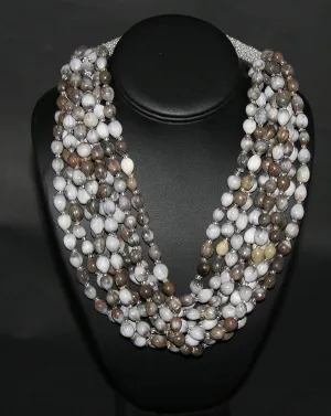 African Imfibinga/Job'sTears Seed Necklace Natural Gray with Bead Closure