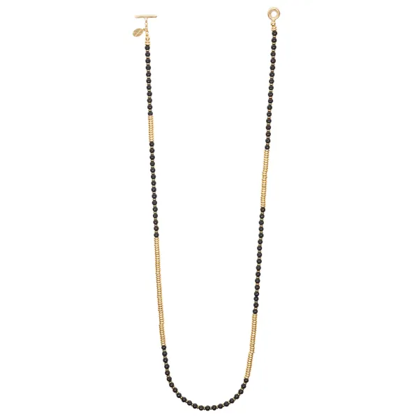 Agata and Lava Stone with Yellow Gold Gift Idea for him