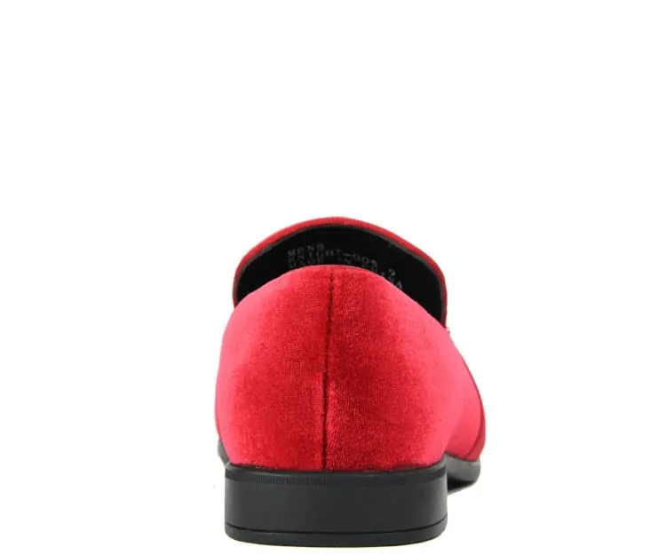 Amali Crimson Knight Velvet Loafers Men’s Red Velvet