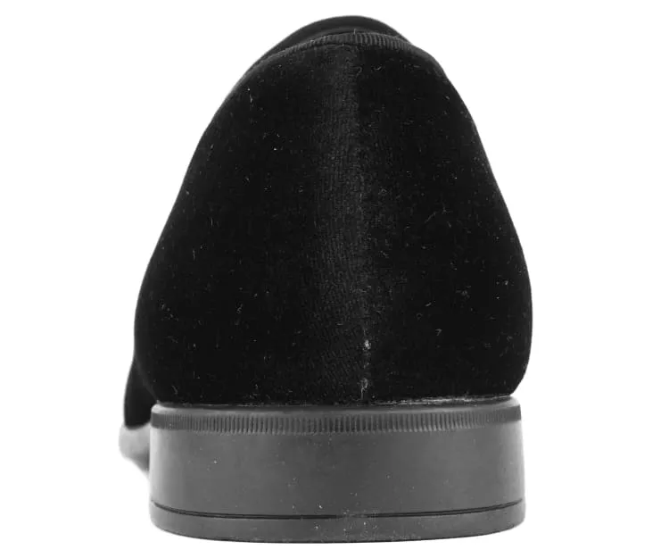 Amali Crown Black Velvet Slip On Loafers