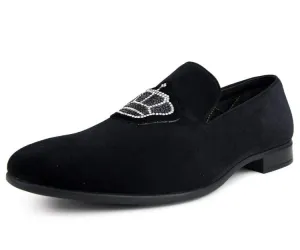 Amali Crown Black Velvet Slip On Loafers