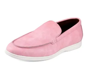 Amali Deniz Men's Pink Vegan Leather Pink Slip On Loafers