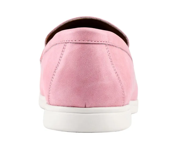 Amali Deniz Men's Pink Vegan Leather Pink Slip On Loafers