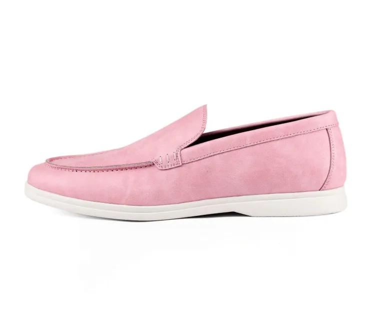 Amali Deniz Men's Pink Vegan Leather Pink Slip On Loafers