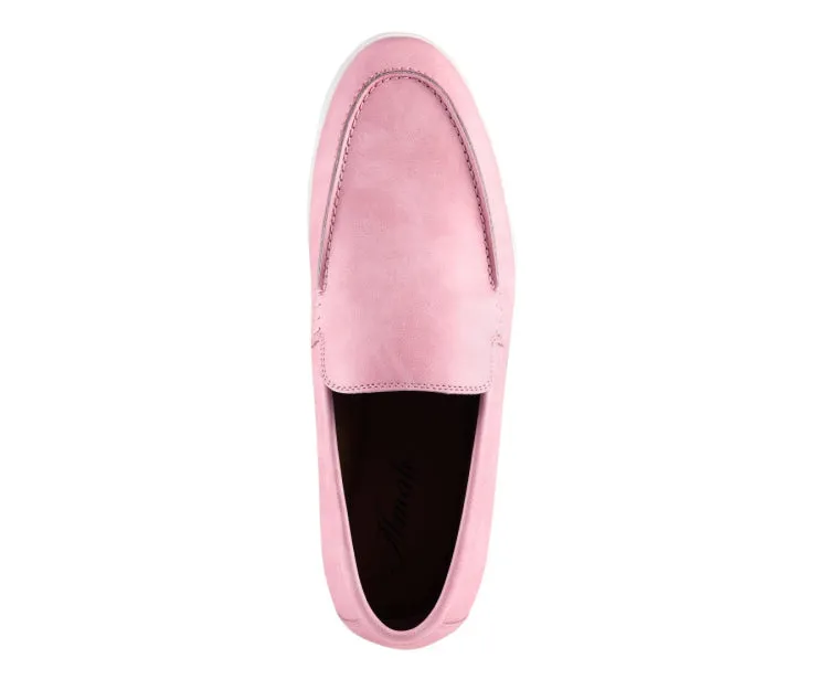 Amali Deniz Men's Pink Vegan Leather Pink Slip On Loafers