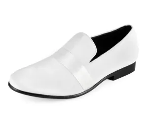 Amali Knight Men's Elegant White Velvet Loafers