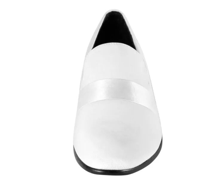Amali Knight Men's Elegant White Velvet Loafers