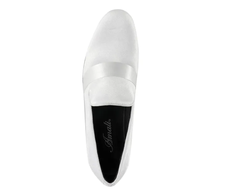 Amali Knight Men's Elegant White Velvet Loafers