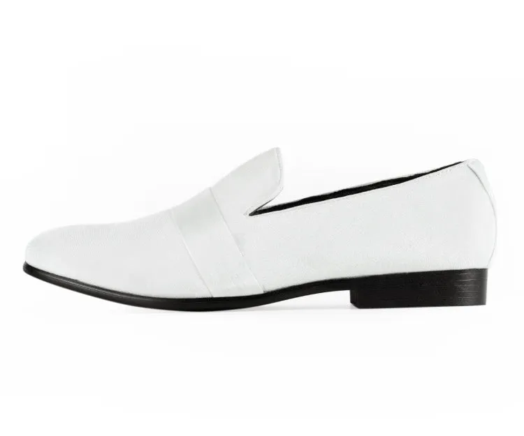 Amali Knight Men's Elegant White Velvet Loafers