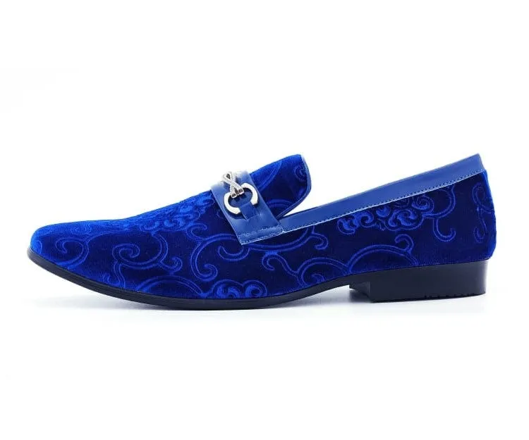 Amali Throne Royal Blue Velvet Loafers Men’s Slip On Loafer Shoes