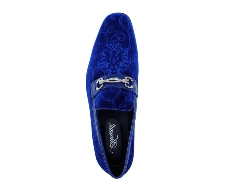 Amali Throne Royal Blue Velvet Loafers Men’s Slip On Loafer Shoes