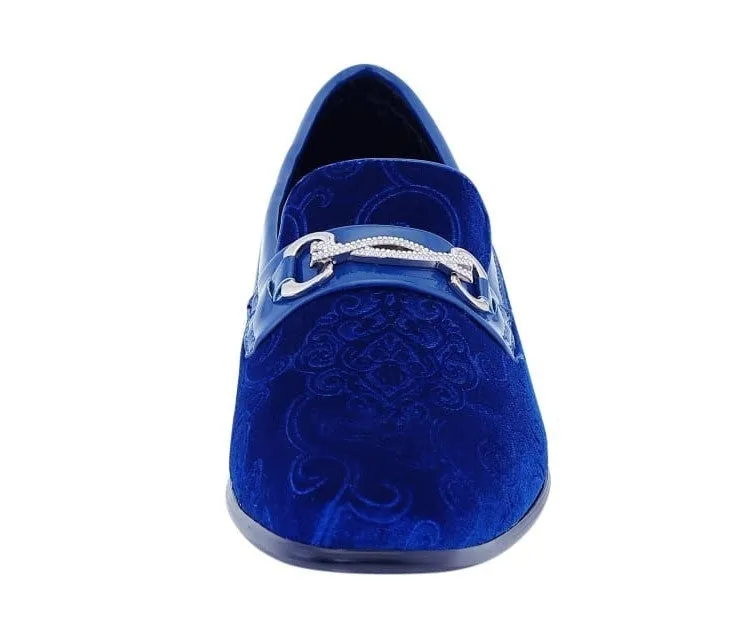 Amali Throne Royal Blue Velvet Loafers Men’s Slip On Loafer Shoes