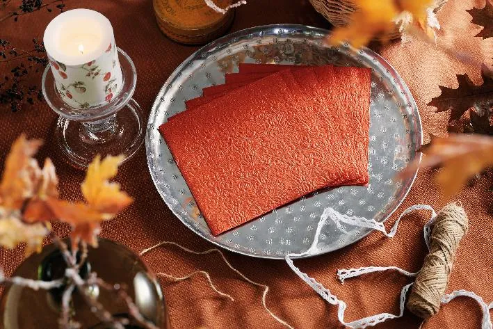 Ambiente Embossed Napkins Elegance Orange -  Available in 2 sizes