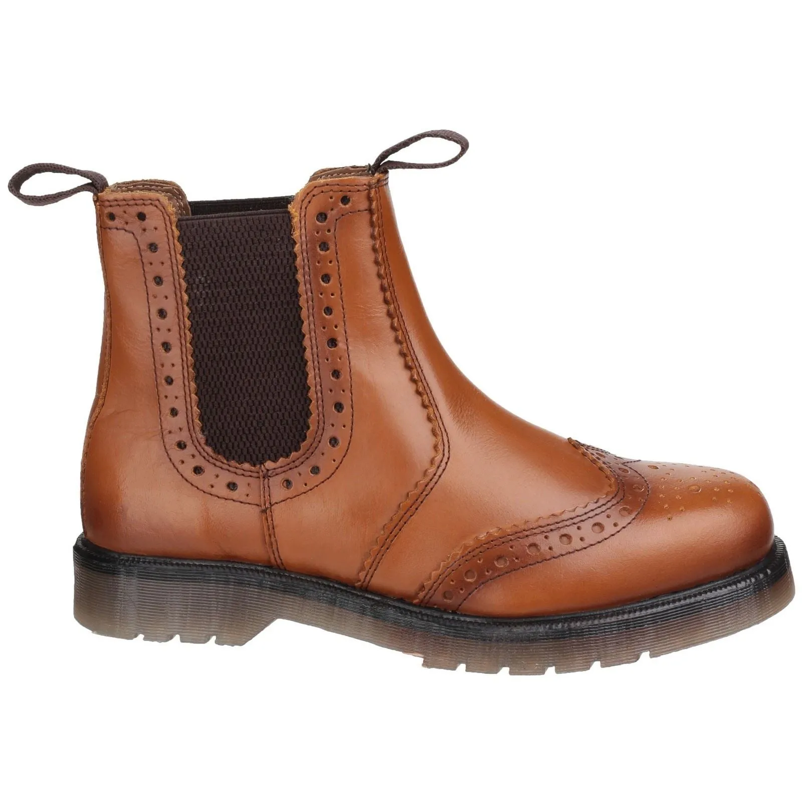 Amblers Mens Boots - Dalby Pull On Brogue Boot in Tan, 3-15