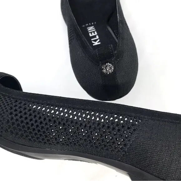 Anne Klein iflex REBECCA Black Perforated Mesh Slip On Pointed Toe Comfort Heels