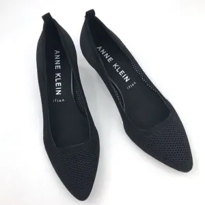 Anne Klein iflex REBECCA Black Perforated Mesh Slip On Pointed Toe Comfort Heels