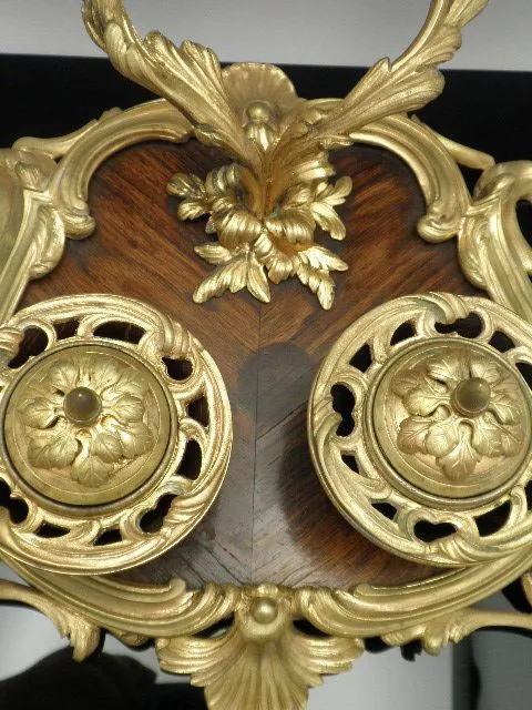 Antique French Ormolu Inkwell Wood Base