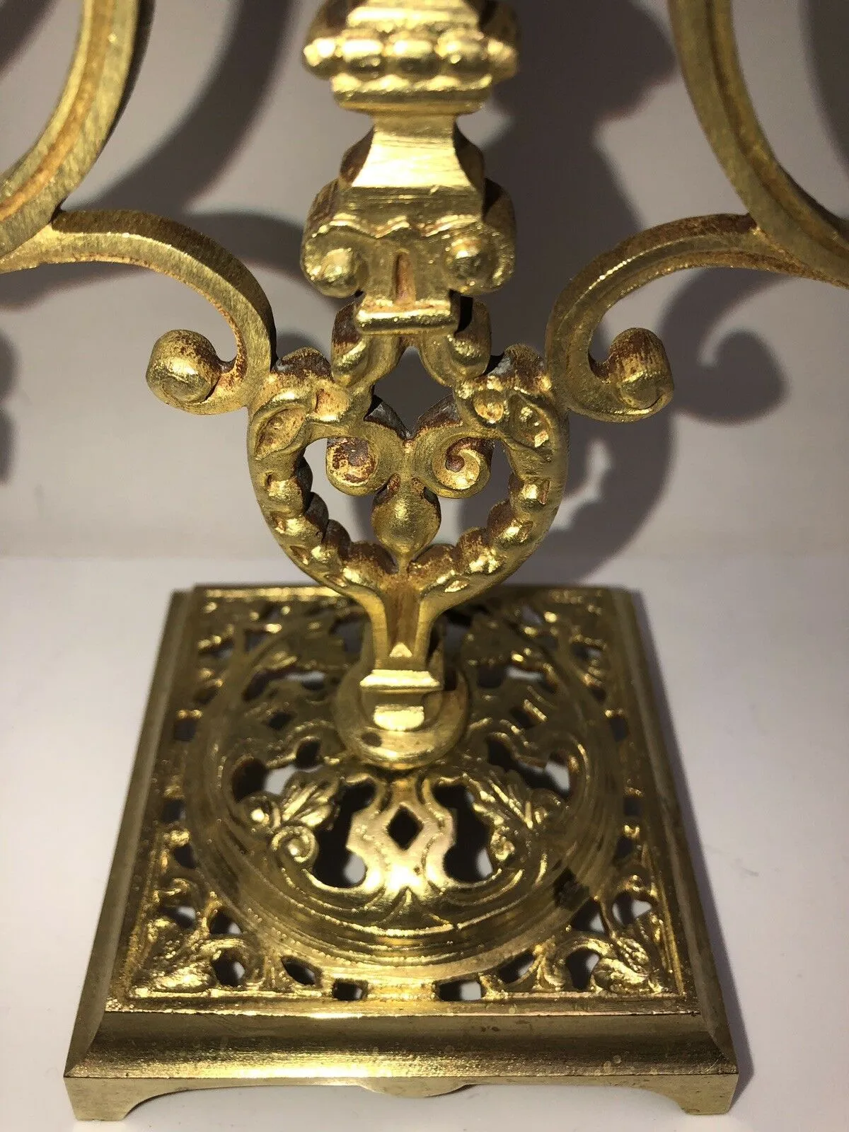 Antique Pair French Ormolu Bronze Three Light Candelabra