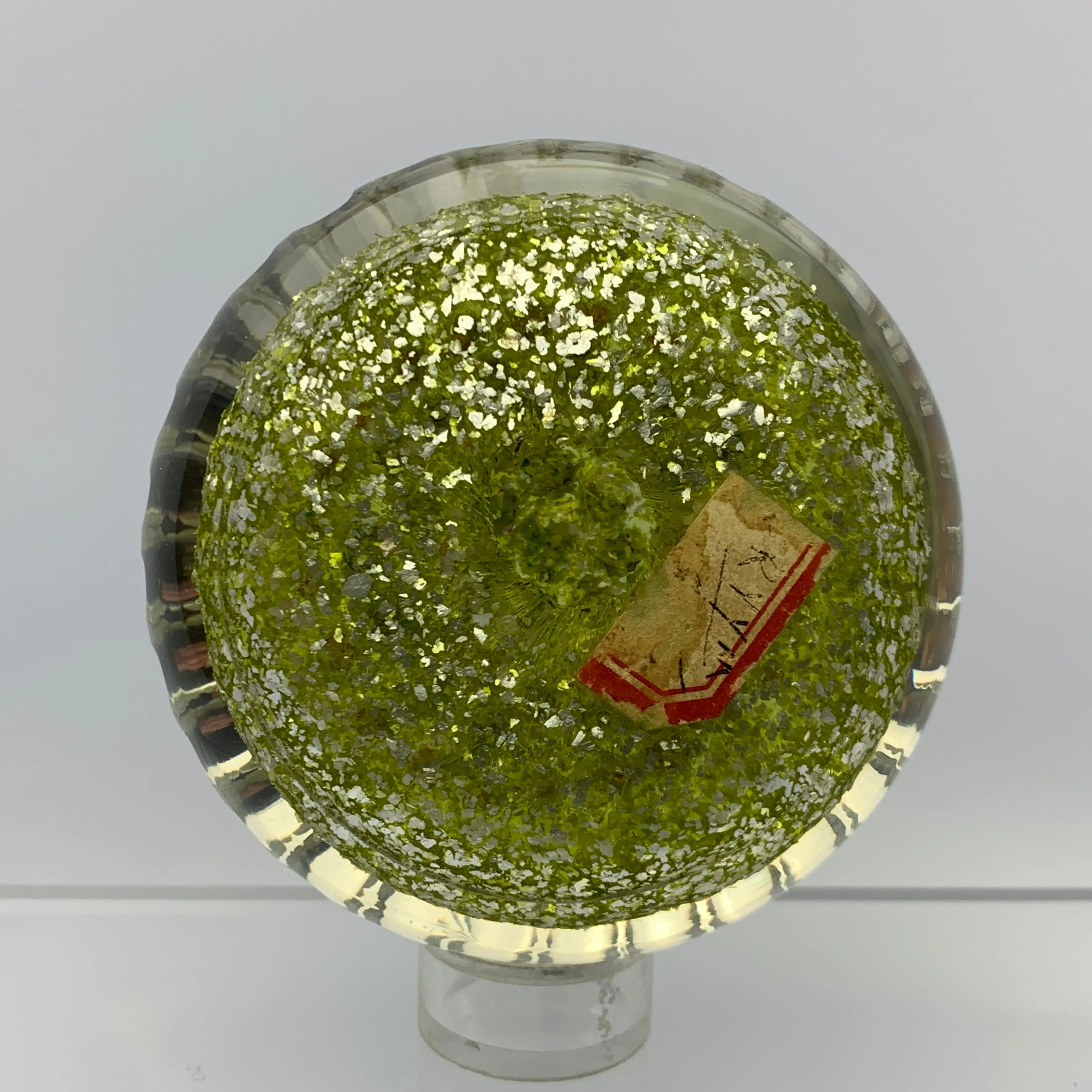 Antique Riedel Concnetirc Millefiori on Mica Speckled Green Ground