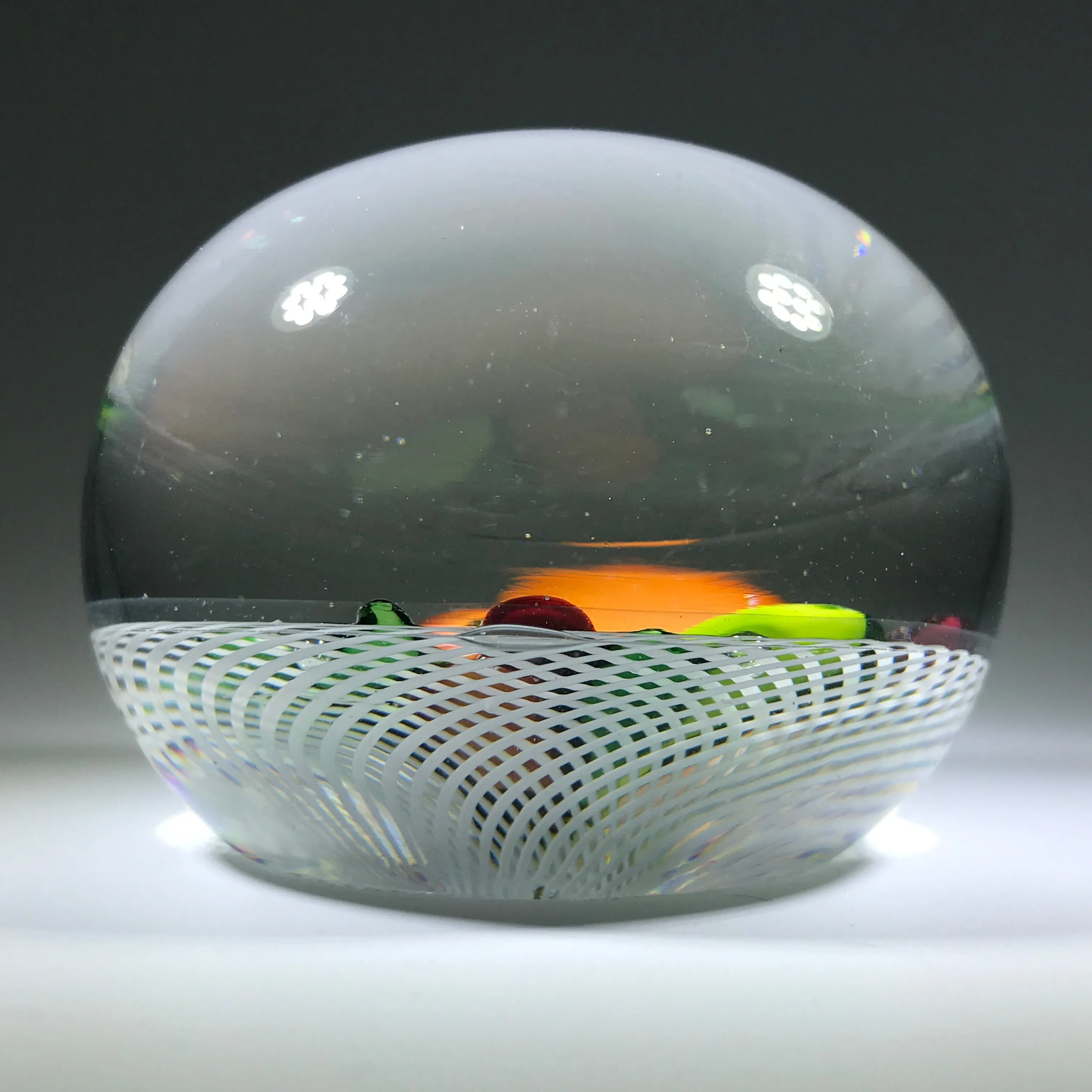Antique Saint Louis Art Glass Paperweight Lampwork Fruit on Spiral Filigree Basket