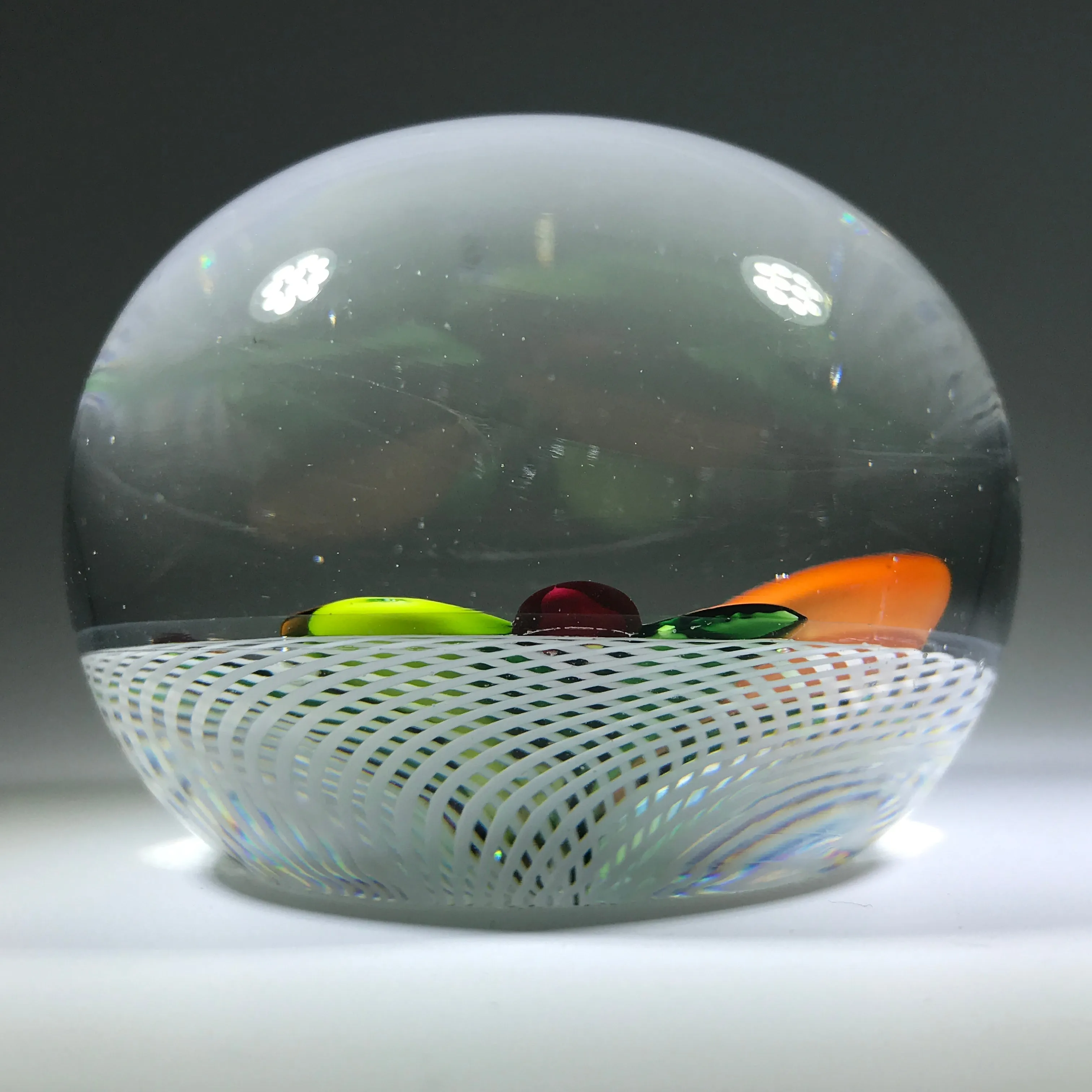 Antique Saint Louis Art Glass Paperweight Lampwork Fruit on Spiral Filigree Basket