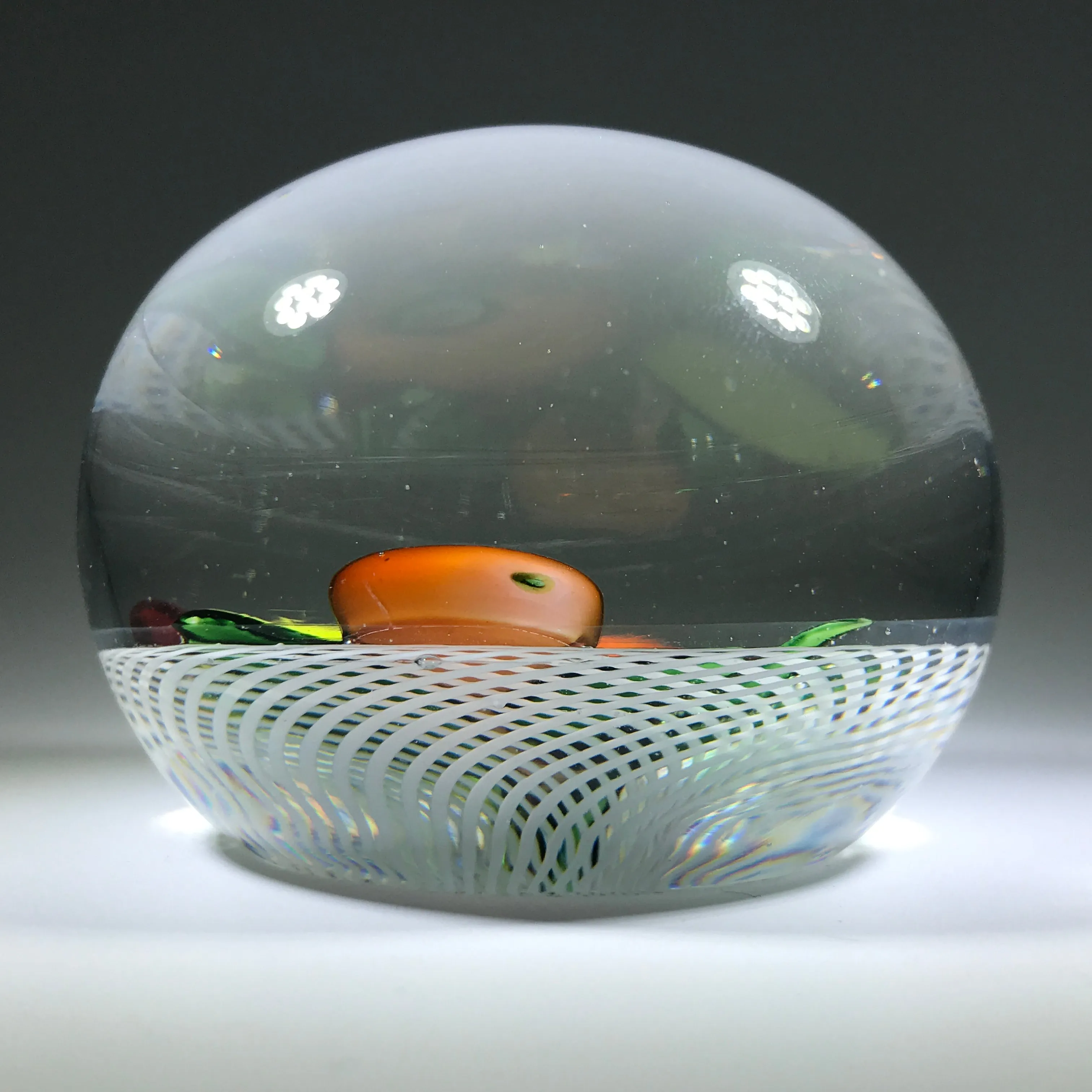 Antique Saint Louis Art Glass Paperweight Lampwork Fruit on Spiral Filigree Basket