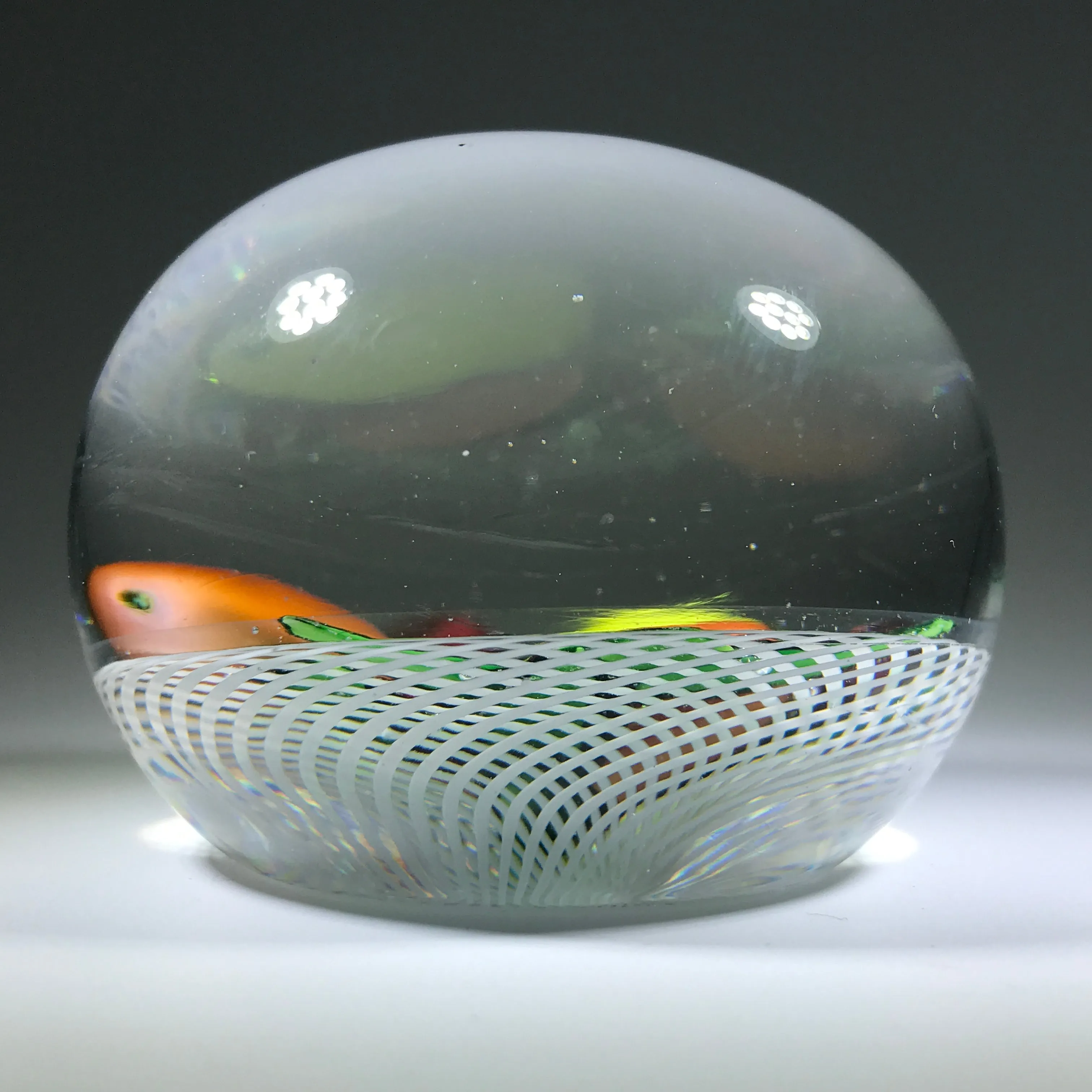 Antique Saint Louis Art Glass Paperweight Lampwork Fruit on Spiral Filigree Basket