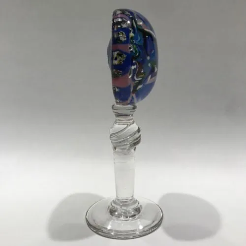 Antique Val St Lambert Art Glass Pedestal Paperweight Mantel Ornament