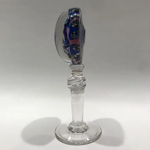 Antique Val St Lambert Art Glass Pedestal Paperweight Mantel Ornament