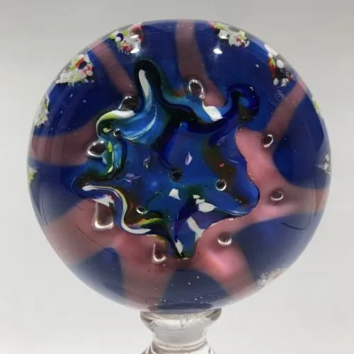 Antique Val St Lambert Art Glass Pedestal Paperweight Mantel Ornament