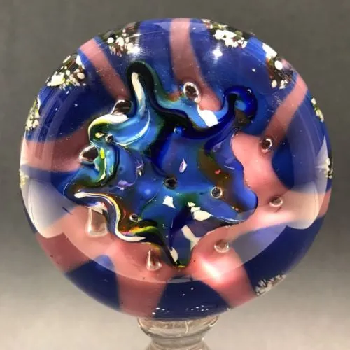 Antique Val St Lambert Art Glass Pedestal Paperweight Mantel Ornament