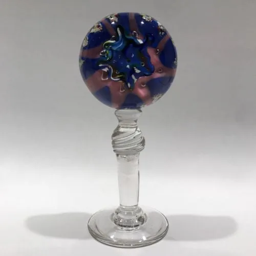 Antique Val St Lambert Art Glass Pedestal Paperweight Mantel Ornament
