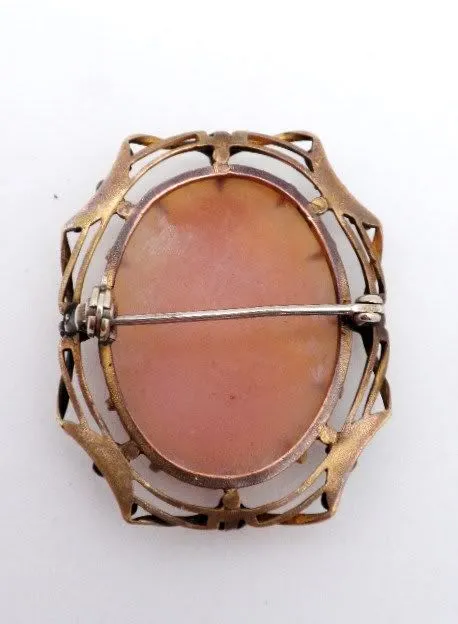 Antique Victorian Gold Filled Shell Cameo Brooch