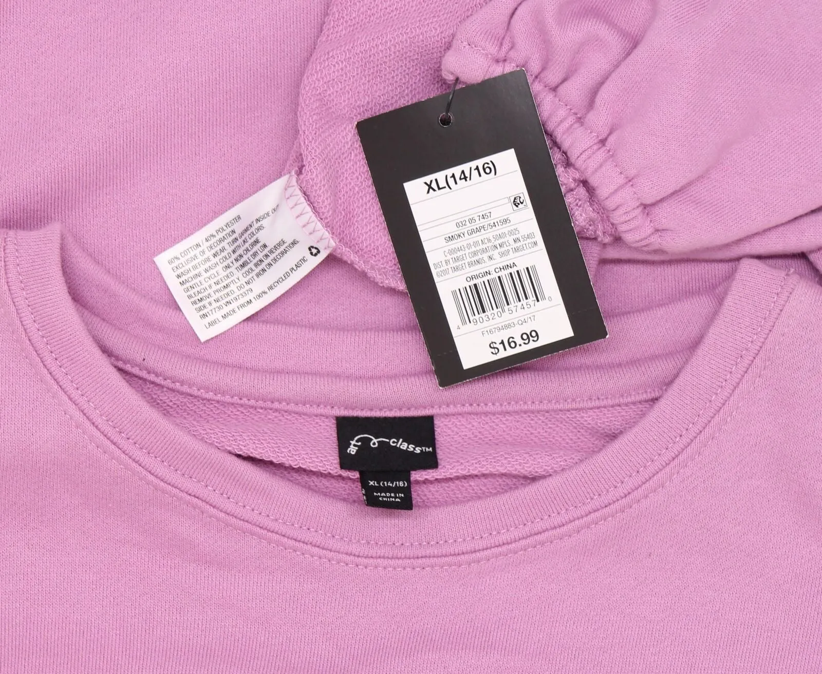 Art Class Girls Raw Edge Ruffle French Terry Sweatshirt XL (14/16) Sequins