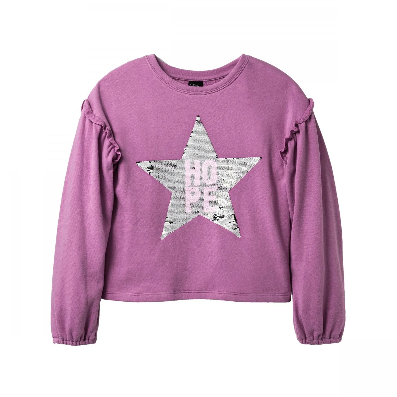 Art Class Girls Raw Edge Ruffle French Terry Sweatshirt XL (14/16) Sequins